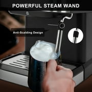 Fyydes Espresso Machine 20 Bar, 1.5L Water Tank with Milk Frother Steam, Stainless Steel Coffee Maker for Espresso, Latte, Mocha, Americano, 1050W, Silver