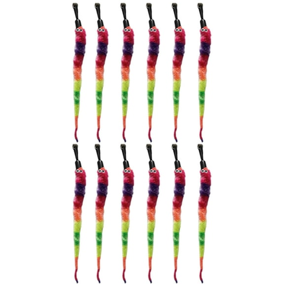 12PCS Cat worm toy supplement cat wand replacement Rainbow Catworm Supplement Cat Toy
