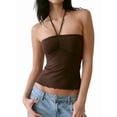 thumbnail image 3 of Womens Camisole Tops Halter Knit Tank Tops Adjustable Spaghetti Straps Sleeveless Summer Shirt 2025 Brown L, 3 of 7