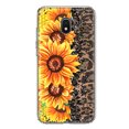 thumbnail image 1 of MUNDAZE Samsung Galaxy J3 Express/Amp Prime 3 Shockproof Clear Hybrid Protective Phone Case Yellow Summer Sunflowers Brown Leopard Honeycomb Cover, 1 of 5
