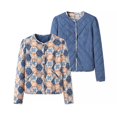thumbnail image 4 of HH TRAF Abrigos de invierno nuevos de algodón para mujer, con bolsillos, estampado azul, mangas largas, botonadura sencilla, reversibles, abrigos cálidos para mujer, 4 of 5