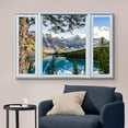 thumbnail image 2 of wall26 Canvas Print Wall Art Window View Snow Capped Mountain Range Forest Lake Wilderness Nature Photography Realism Scenic Landscape Colorful Multicolor for Living Room, Bedroom, Office - 16"x, 2 of 5