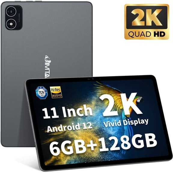 2K Vivid Tablet, JIMTAB A95 11" Android 12 Tablets, 6GB+128GB Octa-Core Gaming Tablet, 13+5MP Camera, 7000mAh, Stereo 4 Speakers, TV Low Bluelight, Split Screen, Face Recognition, Google Certificated