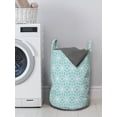thumbnail image 3 of Vintage Laundry Bag, Continuous Geometric Inspired Rhythmic Floral Motif Pattern, Hamper Basket with Handles Drawstring Closure for Laundromats, 13" x 19", Pale Blue and Pearl, by Ambesonne, 3 of 4