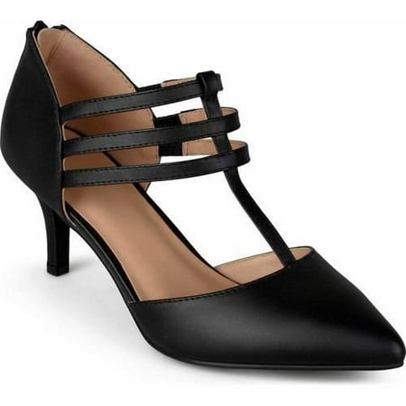 - Womens T-strap Pointed Toe Matte Dress High Heels