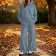 thumbnail image 7 of Yutgune Women's 2 Piece Sweatsuit Casual Fall Long Sleeve Hoodie Loose Wide Leg Sweatpants, 7 of 7