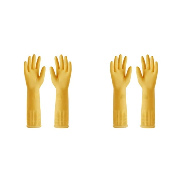 Toystoory 2 guantes de goma para cocina, herramienta de jardinería, resistente al agua, sin fugas, multiusos, manopla para lavar platos, Amarillo L 2piezas