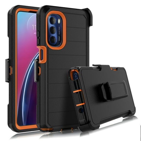 for Motorola Moto G Stylus 5G 2022 Case, Built-in Screen Protector Case with Belt Clip Holster Heavy Duty Rugged Shockproof Full Body Protection Kickstand Cover -Orange