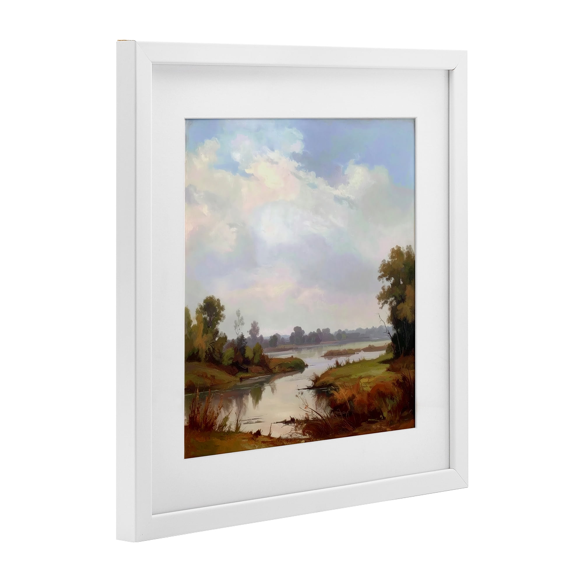 Stupell Industries Riverside Grove Landscape White Framed Print Under Glass, design by Alonza Saunders