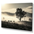 thumbnail image 2 of Designart "Morning Grazing Cattle Misty painting IV" Animals Canvas Print, 2 of 5