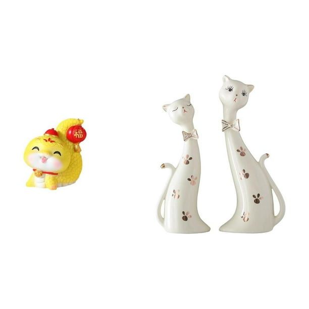 Estatua Decorativa De Pareja De Gato Y Serpiente De Dibujos Animados, Figura De Animal De Resina, Adorno De Mesa Para Estante, Centro De Mesa, Oficina, Dormitorio, Regalo De Inauguración De