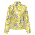 thumbnail image 5 of Jackets for Women Winter Coat Jackets Flannel Stand Collar Jacket(Yellow Gray Color Citrus Fruits, Leaves And Branches,Size:S-4XL), 5 of 7
