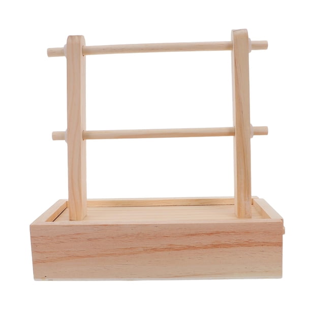 GOOHOCHY 1 juego de soporte de madera para guardar hilo - Soporte de doble capa con bobinador desmontable para tejer y hacer crochet - Caja organizadora de agujas para entusiastas de las manualidades