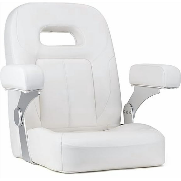 NORTHCAPTAIN Premium Pontoon Captain's Chair High Back Reclining Pontoon Bucket Boat Seat with Adjustable Armrests,White