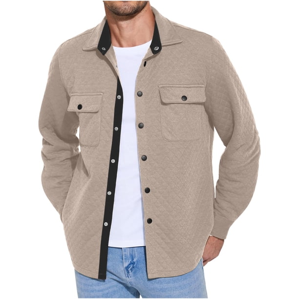pstuiky camisa de manga larga para hombre, Chaquetas casuales para hombre, chaquetas ligeras de manga larga, chaquetas acolchadas, camisetas/camisas de manga larga con solapa camisetas de hombre xxl
