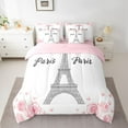 thumbnail image 2 of Homewish Paris 7-Piece Twin Bedding Sets,Eiffel Tower Bedding Comforter Set,Pink White Sheet Sets For Girls Kids,Microfiber Bedroom Decor Reversible, 2 of 8