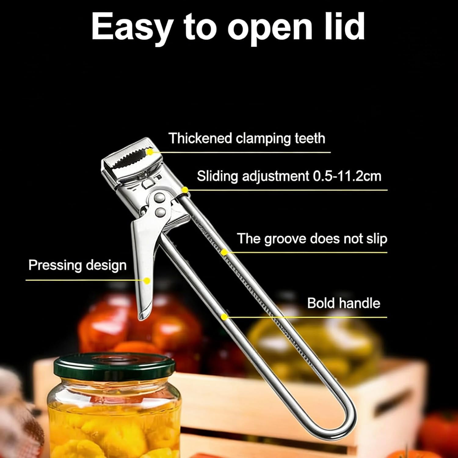 FRKSMD-2026 New Adjustable Stainless Steel Jar OpenerJar Opener Multi-Tool - Effortlessly Open Jars, Bottles, Cans & Pop-TopsPerfect for Seniors Use