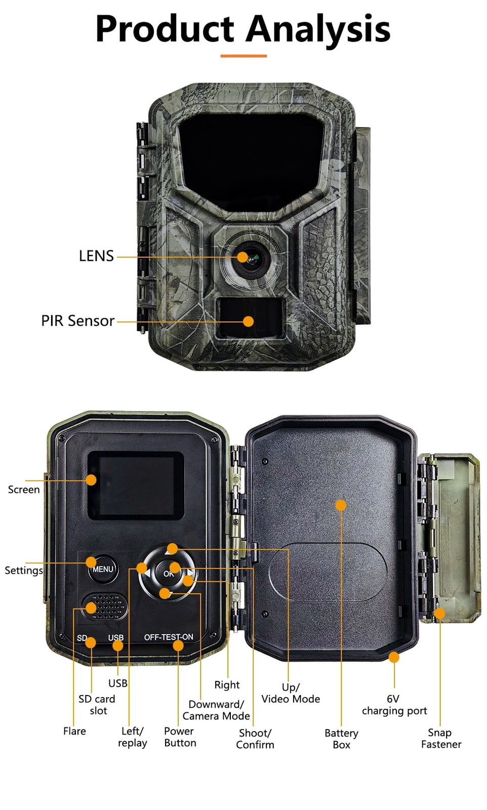 Trail Camera with WiFi & Solar Panel, Infrared Night Vision Game Camera with Motion Detection, High-Resolution Wildlife Camera for Outdoor Use