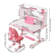 thumbnail image 6 of Kid's Study Desk And Chair Set, Height Adjustable Children's Desk And Chair Set with Bookshelf And Storage Drawer, 50-Degree Tiltable Desktop Study Table with Chair for Bedroom Study Room-Pink, 6 of 8