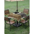 thumbnail image 3 of Outdoor Tablecloth with Umbrella Hole and Zipper, Brown Black Square Table Cloth 54x54 Inch Waterproof Tablecloth, Farmhouse Striped Modern Abstract Art Picnic Table Cover for Patio Camping, 3 of 7