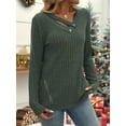 thumbnail image 4 of Long Sleeve Shirts for Women V Neck Fall Sweaters Dressy Casual Basic Tops Trendy Pullover Green L, 4 of 7