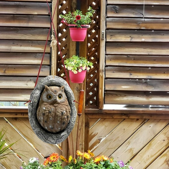 TechWave Garden Owl Tree Statue ListedFigurine Poly Resin Yard Decoration Ornament Planet Ornament Set Garden Outdoor Solar Welcome Ceramic Statue Gods Middle Finger Statue Large Statue Couple Statue