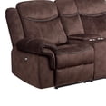 thumbnail image 4 of Global Furniture USA Domino Coffee Faux Leather Power Console Reclining Loveseat, 4 of 6