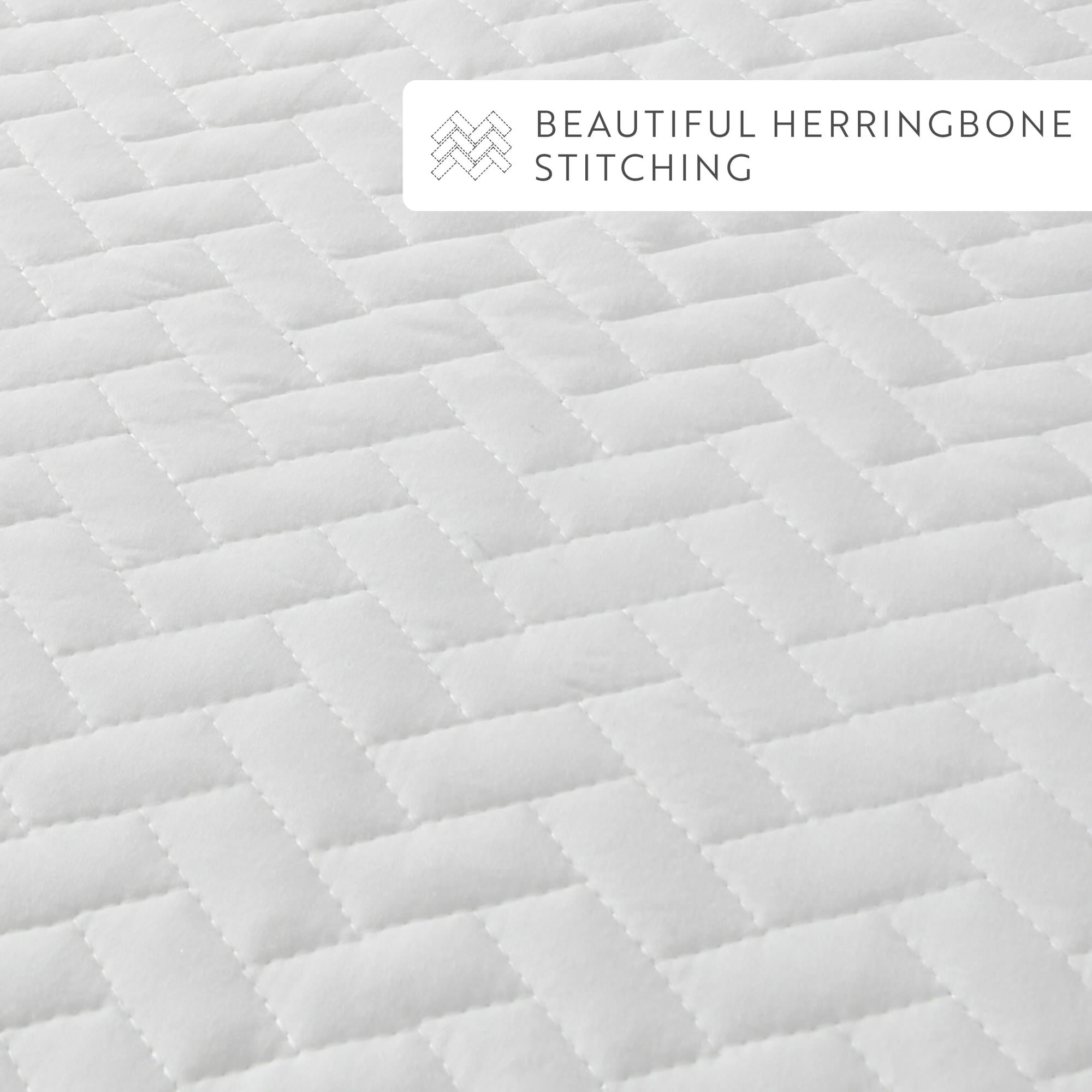 Noble Linens White Herring Pattern Quilted Coverlet, Twin / Twin XL