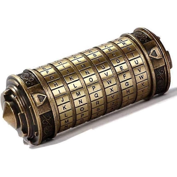 Cryptex Da Vinci Code Mini Lock Puzzle Boxes with Hidden Compartments Valentine's Day Birthday Gifts, Brass