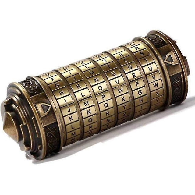 Cryptex Da Vinci Code Mini Lock Puzzle Boxes with Hidden Compartments Valentine's Day Birthday Gifts, Brass