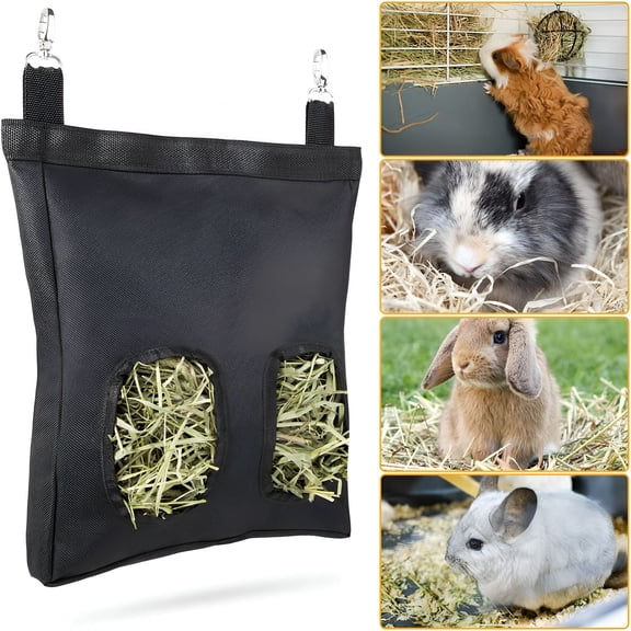 XIBUFE Rabbit Hay Feeder Bag, Guinea Pig Hay Feeder Storage, Hanging Feeding Hay for Small Animals Large Size 600D Oxford Cloth Fabric