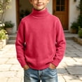 thumbnail image 2 of Husipze Kids Turtleneck Knit Sweater Ligthweight Long Sleeve Solid Cozy Knit Classic Casual Warm Pullover Hot Pink 2-3 Years, 2 of 8