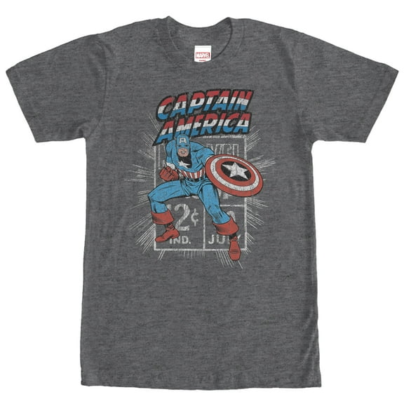 Men's Marvel Captain America Comic Book Cent Graphic Tee Charcoal Heather X Large