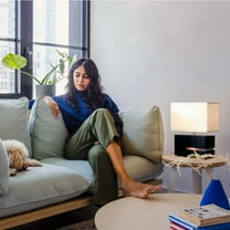 NOVA of California Zen Reclining Table Lamp with Nightlight - 19", Espresso Wood, Brushed Nickel, 4-way Switch