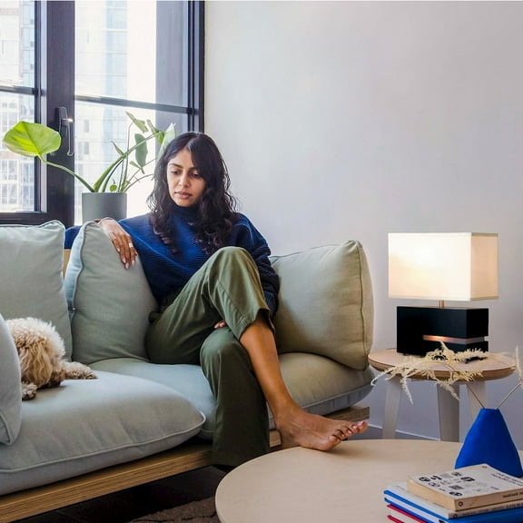 NOVA of California Zen Reclining Table Lamp with Nightlight - 19", Espresso Wood, Brushed Nickel, 4-way Switch