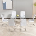 thumbnail image 3 of Holaki Modern Dining Chairs Set of 6, Upholstered Faux Leather Chair, Padded Seat Dining Chairs with Metal Silver-plated Legs Design for Kitchen, Living, Bedroom, Dining Room, White, 3 of 13