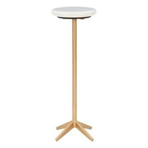 Linon Eastview Marble and Iron Drink Side Table in White and Gold