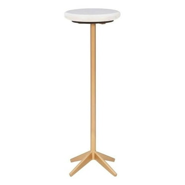 Linon Eastview Marble and Iron Drink Side Table in White and Gold
