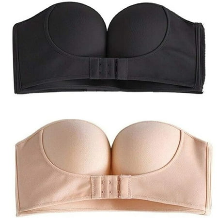 

Reed 2PCS Black&Beige Womens Strapless Non-Slip Adjustment Rimless Dress Bra