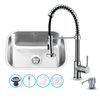VIGO VG15058 Undermount Stainless Steel Kitchen Sink, Faucet, Grid, Strainer and Dispenser