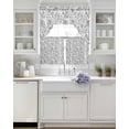 thumbnail image 3 of Gray Flowers Swag Kitchen Curtains Sets for Windows 24 Inch Length, Farmhouse Pastoral Vintage Plants Branches Short Window Curtain Panels Swags Valances and Tiers 3 Piece Set for Cafe/Dining Room, 3 of 5