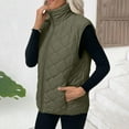 thumbnail image 5 of Moxiu Women's Quilted Vest Stand Collar Lightweight Zip Padded Gilet Sleeveless Puffer Down Vests Winter Warm with Zipper Pockets Army Green,XL, 5 of 9