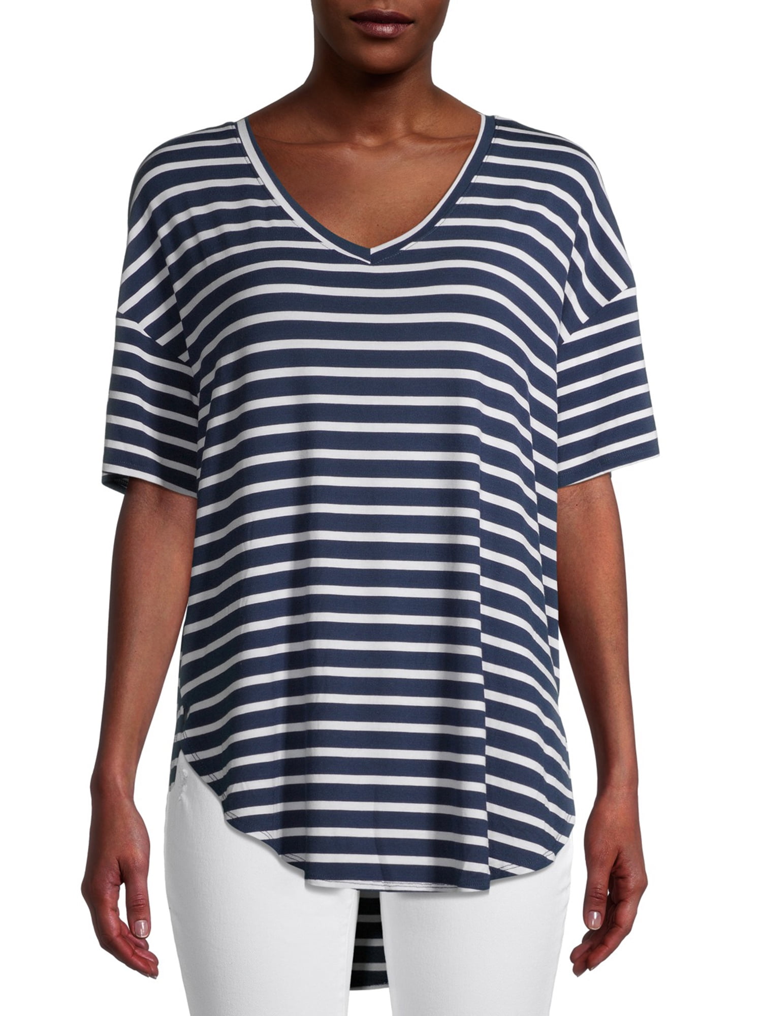 Short Sleeve V-Neck Tunic T-Shirt 