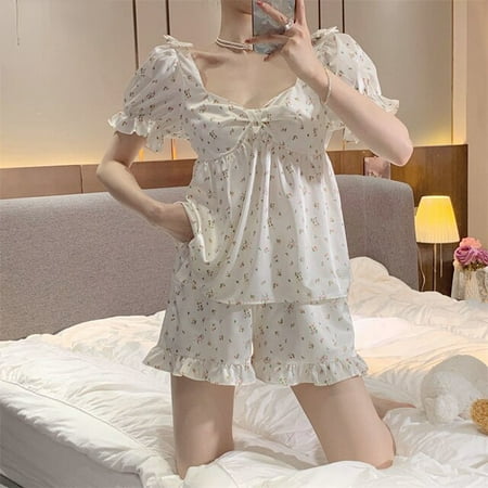 

CoCopeaunt Womens Pajamas Camisole Suits Pajamas Woman Summer Home Wear 2 Pieces Sleep Tops Pants Long Sleeve Nightie Pijamas Nightgown