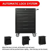 7-Drawer Rolling Tool Chest Cabinet, Large Capacity Metal Tool Box with Wheels,Black02