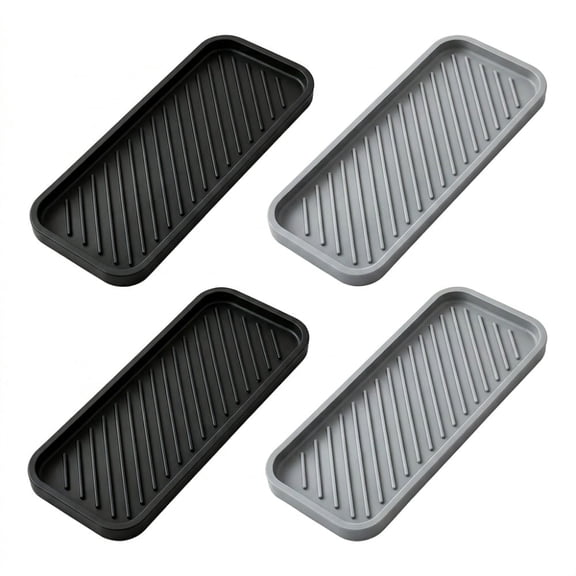 4 PCS Silicone Soap Dishes,Soap & Makeup Organizer Sink Drainage Tray for Kitchen & Bathroom Countertop
