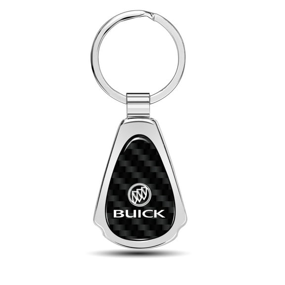 iPick Image for Buick Real Black Carbon Fiber Chrome Metal Teardrop Key Chain, Official Licensed