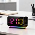 thumbnail image 3 of Digital Projection Alarm Clock for Bedroom, 4-Level Dimmer, Dual Alarms, USB Charger Ports, Temperature & Humidity Display, Battery Backup, Snooze Function, 12/24H, 3 of 4