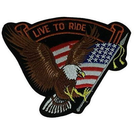 LIVE TO RIDE AMERICAN EAGLE AND USA FLAG PATCH OPEN ROAD TRIP BIKE (Best Bike Trips Usa)