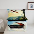 thumbnail image 5 of Manfei Wild T-Rex Dino Twin Comforter Sets,Retro Jungle Pterosaur Bedding Set,Yellow Blue,Black Reversible,2pcs,1 Comforter and 1 Pillowcase, 5 of 7